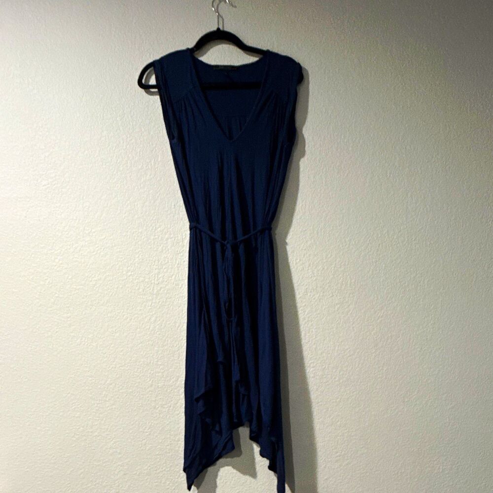 BCBGMAXAZRIA Navy Modal Dress V-Neck Sleeveless Size M